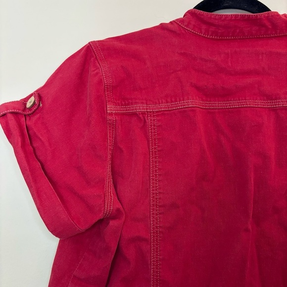 Denim & Co. Women’s Red Button-Front Utility Shirt Size L - Picture 6 of 7
